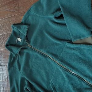 REI CO-OP I Unisex Plush Dark Green Fleece Zip-Up Jacket with Cinch Hem, L